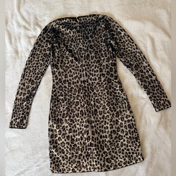 Michael Kors XS black & silver sequin Leopard long sleeve Dress - new with tags - Picture 4 of 10